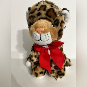 MTY International Leopard Plush Toy with Red Bow